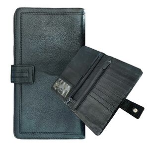 NORDSTROM Black Leather Travel Document Holder Wallet 4.5”x 8.5”